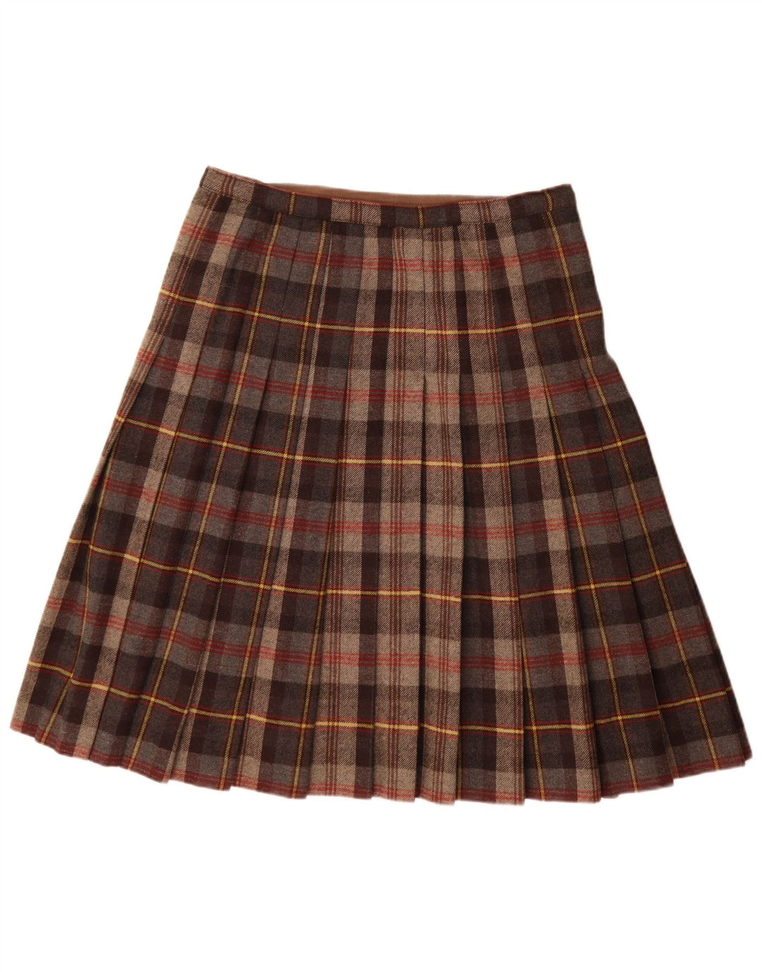 Vintage Womens Pleated Wrap Skirt W32 Large Brown Check