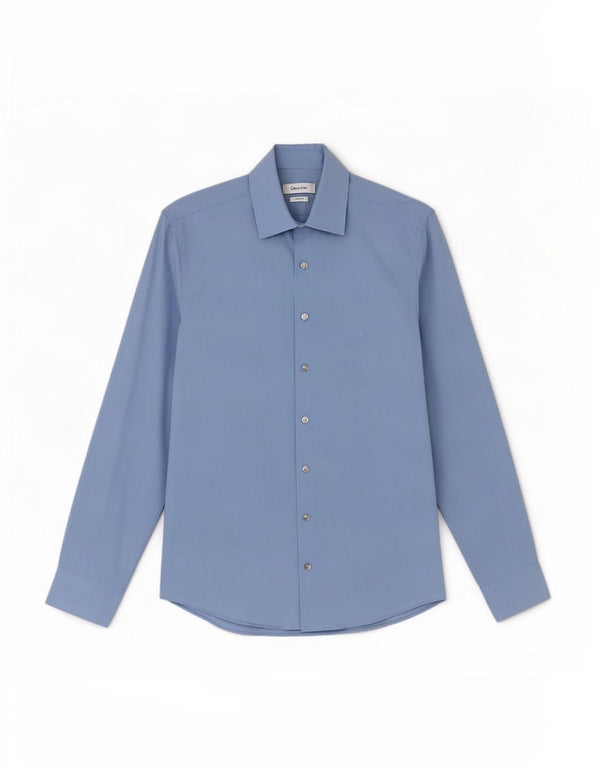 Calvin Klein Mens Slim Fit Shirt Size 15 38 Medium Blue Cotton