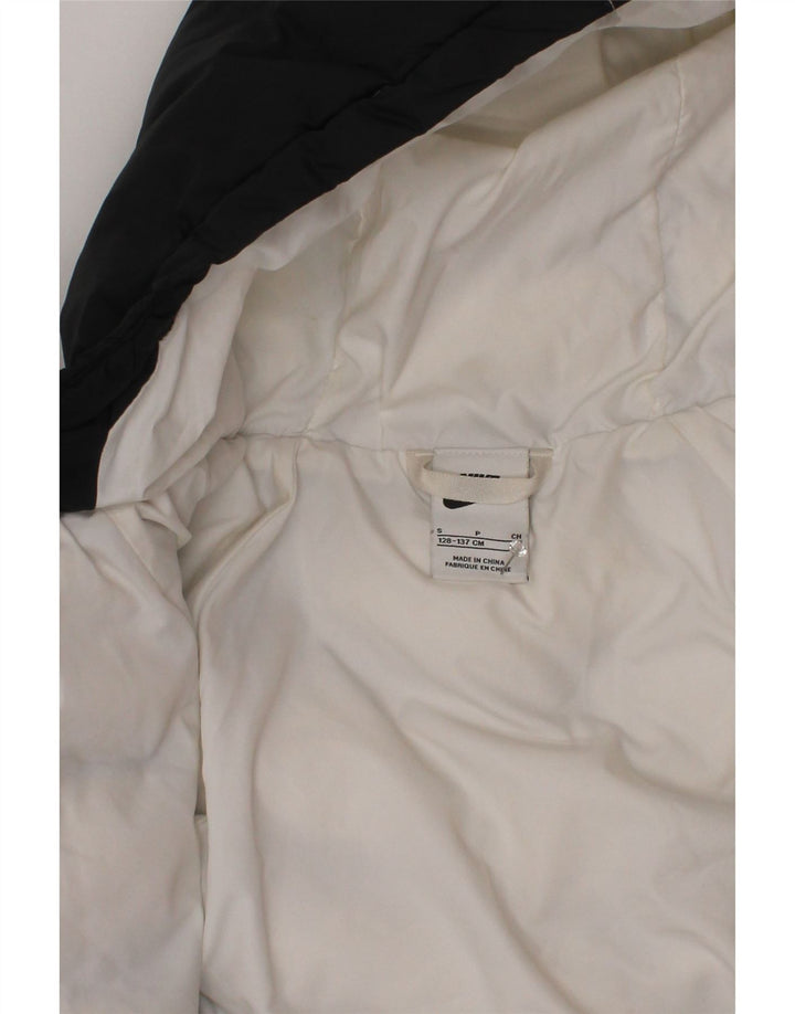 Nike Girls Hooded Padded Jacket 8-9 Years Small Black Polyester