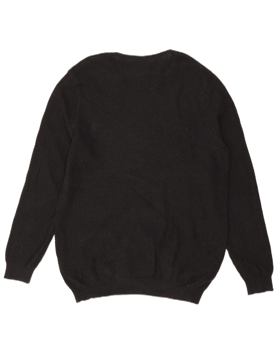 Massimo Dutti Mens Crew Neck Jumper Sweater XL Black Cotton