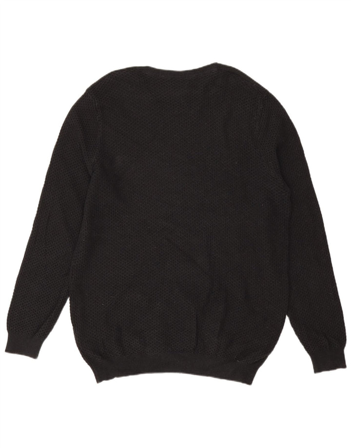 Massimo Dutti Mens Crew Neck Jumper Sweater XL Black Cotton