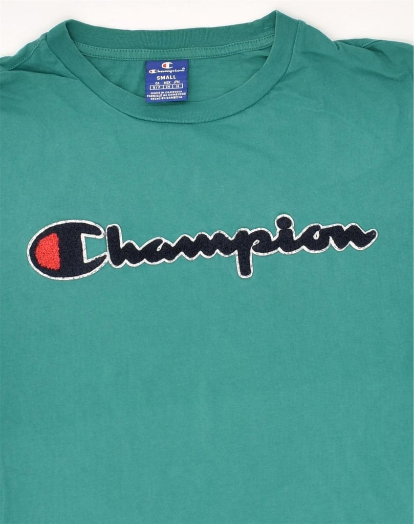 CHAMPION Mens Graphic T-Shirt Top Small Green Cotton | Vintage Champion | Thrift | Second-Hand Champion | Used Clothing | Messina Hembry 