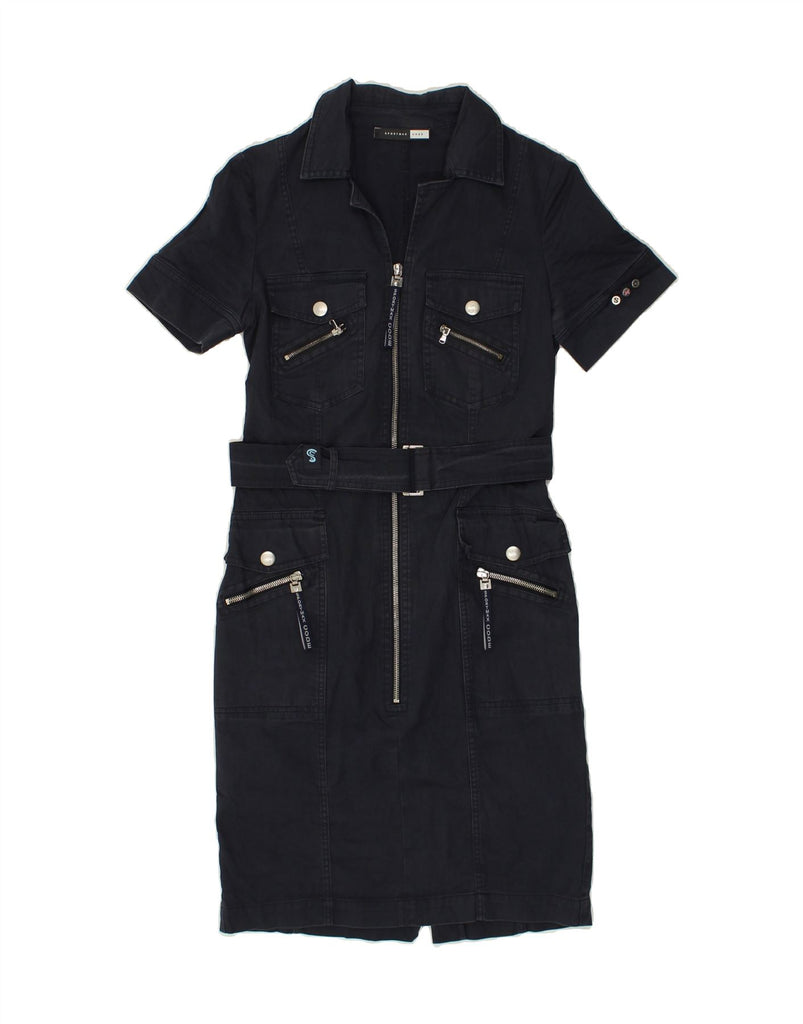 SPORTMAX Womens Short Sleeves Denim Dress UK 8 Small  Navy Blue Cotton | Vintage Sportmax | Thrift | Second-Hand Sportmax | Used Clothing | Messina Hembry 