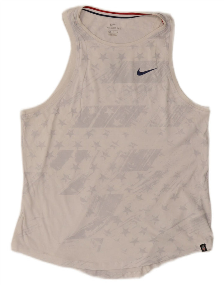 Nike Womens Graphic Vest Top UK 12 Medium White Cotton