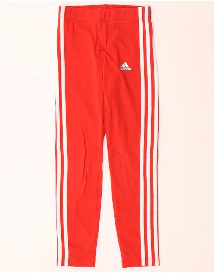 ADIDAS Girls Leggings 9-10 Years  Red Cotton