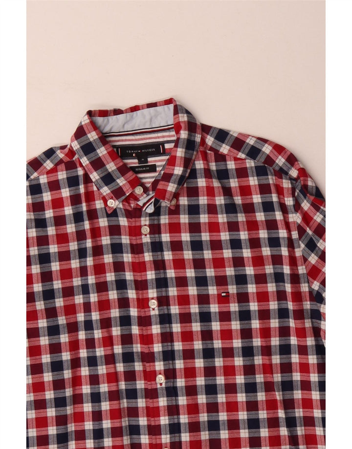 TOMMY HILFIGER Mens Regular Fit Shirt Medium Red Gingham Cotton