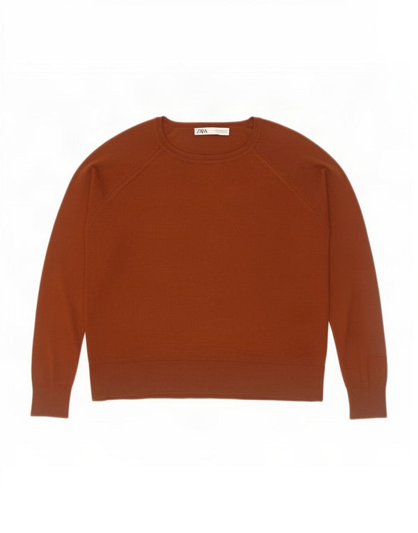 Zara Womens Oversized Boat Neck Jumper Sweater UK 14 Medium Brown