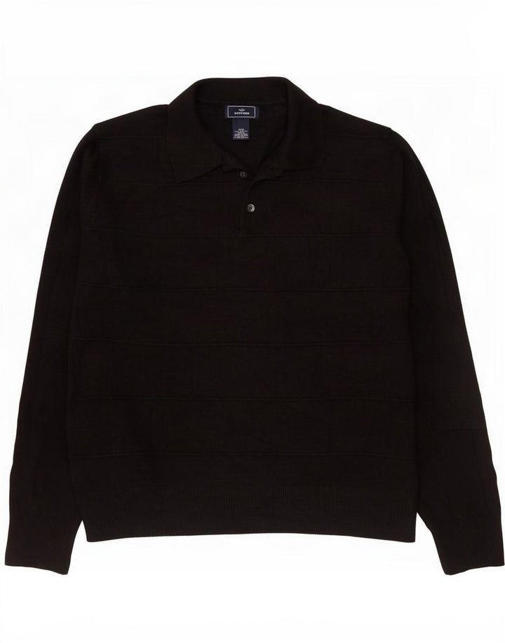 Dockers Mens Polo Neck Jumper Sweater Medium Black Acrylic