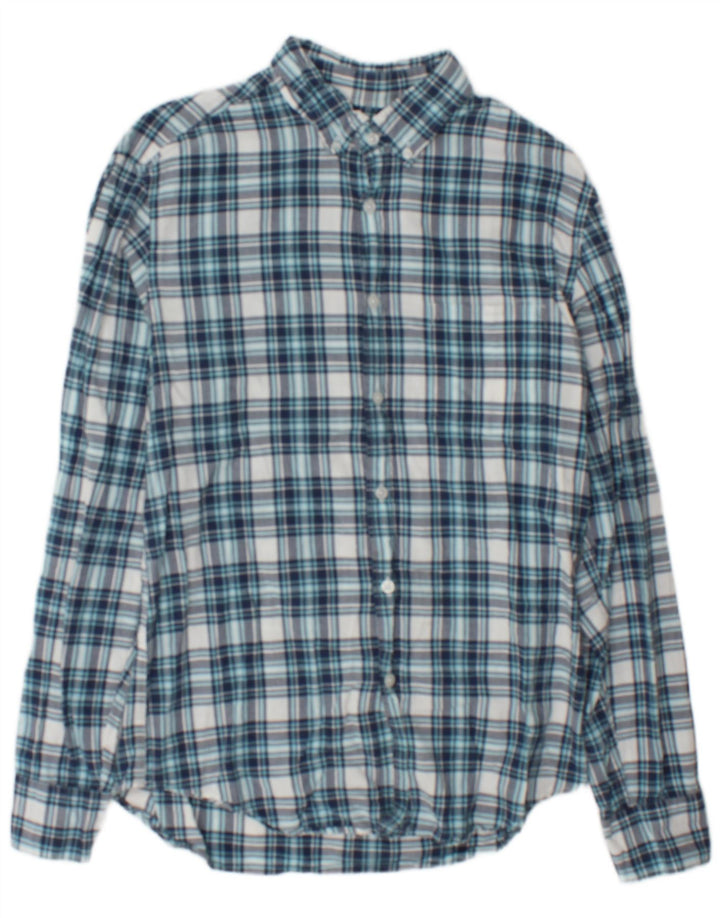 J. Crew Mens Flannel Shirt Medium Blue Check Cotton