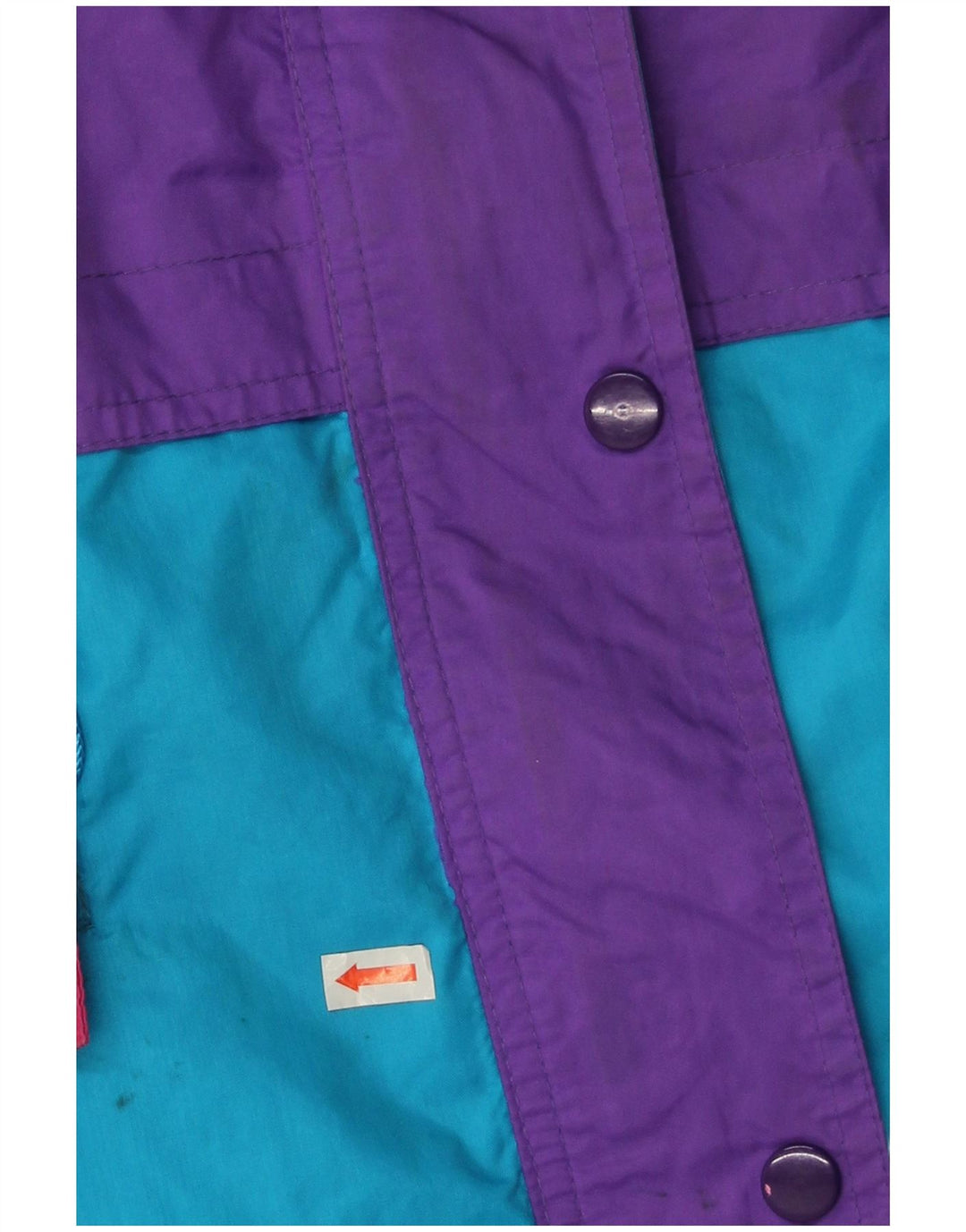 Vintage Womens Hooded Oversized Rain Jacket UK 14 Medium Blue Colourblock