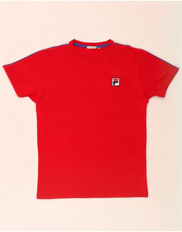 Fila Mens T-Shirt Top Small Red Colourblock
