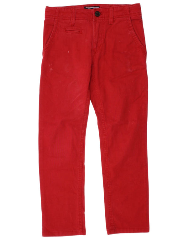 Tommy Hilfiger Boys Straight Chino Trousers 6-7 Years W22 L21 Red Cotton