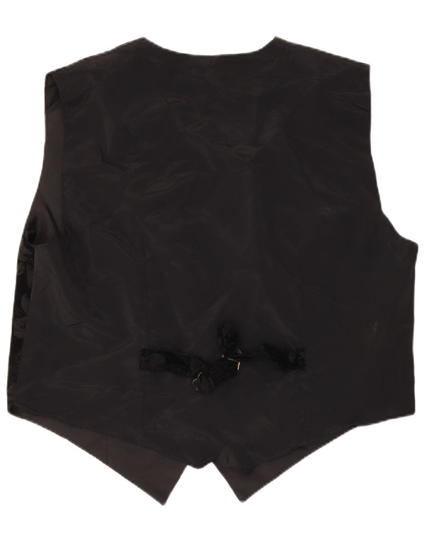CARINA Womens Waistcoat UK 20 2XL Black Floral