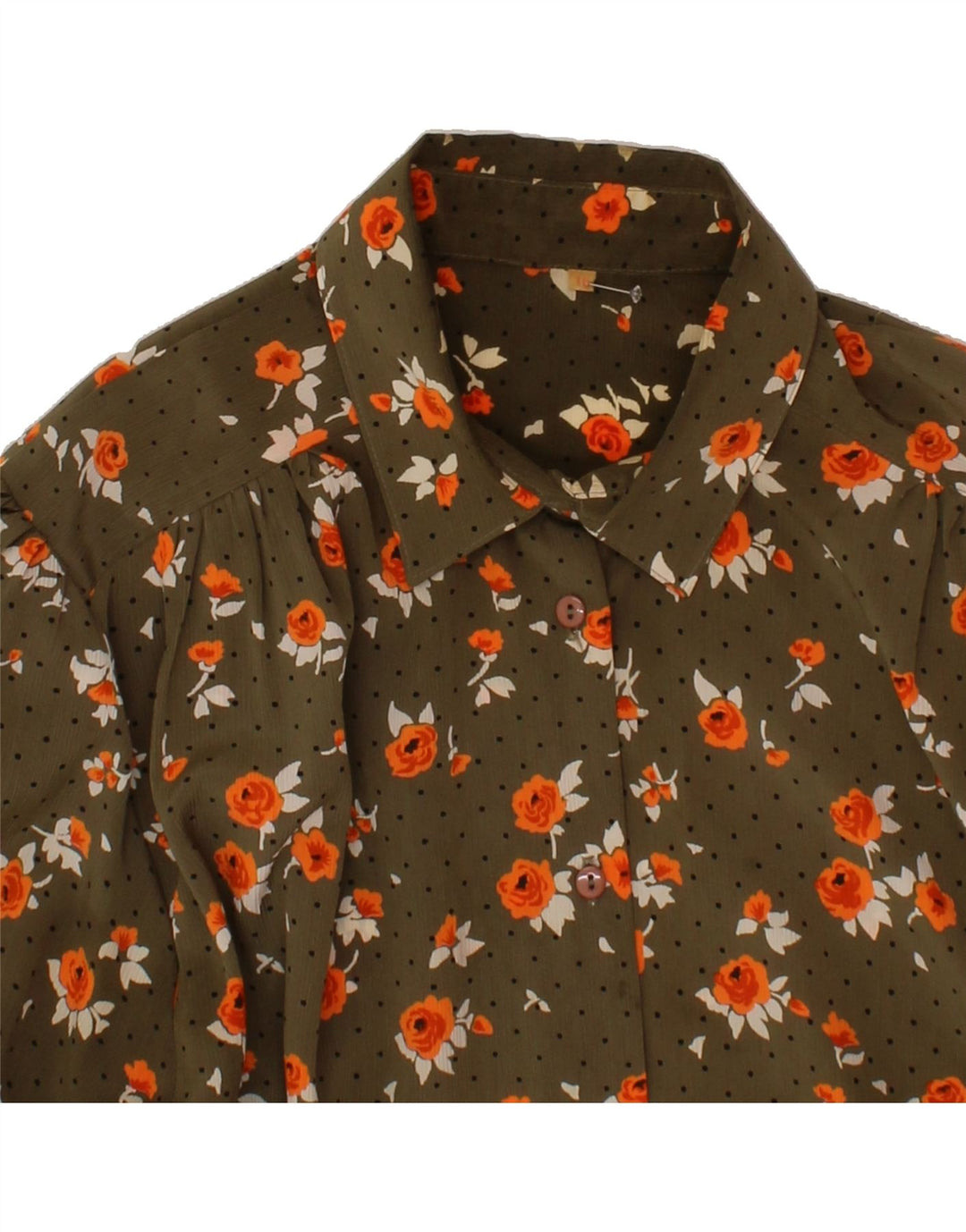 MICHEL AMBERS Womens 2 Piece Set UK 12 Medium Khaki Floral Polyester Vintage Michel Ambers and Second-Hand Michel Ambers from Messina Hembry 