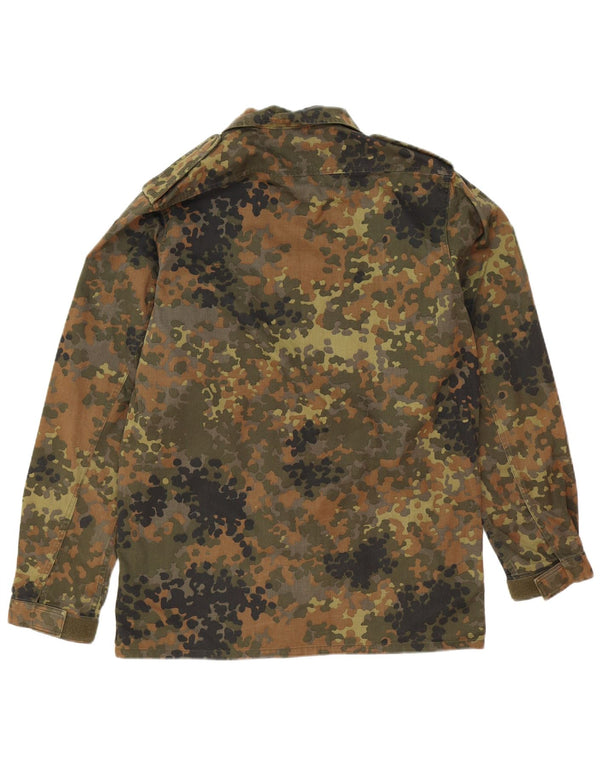 Vintage Mens Overshirt Military Shirt Medium Khaki Camouflage Cotton