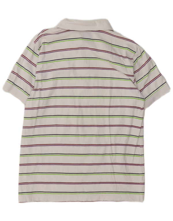 Best Company Mens Polo Shirt Large White Striped Cotton