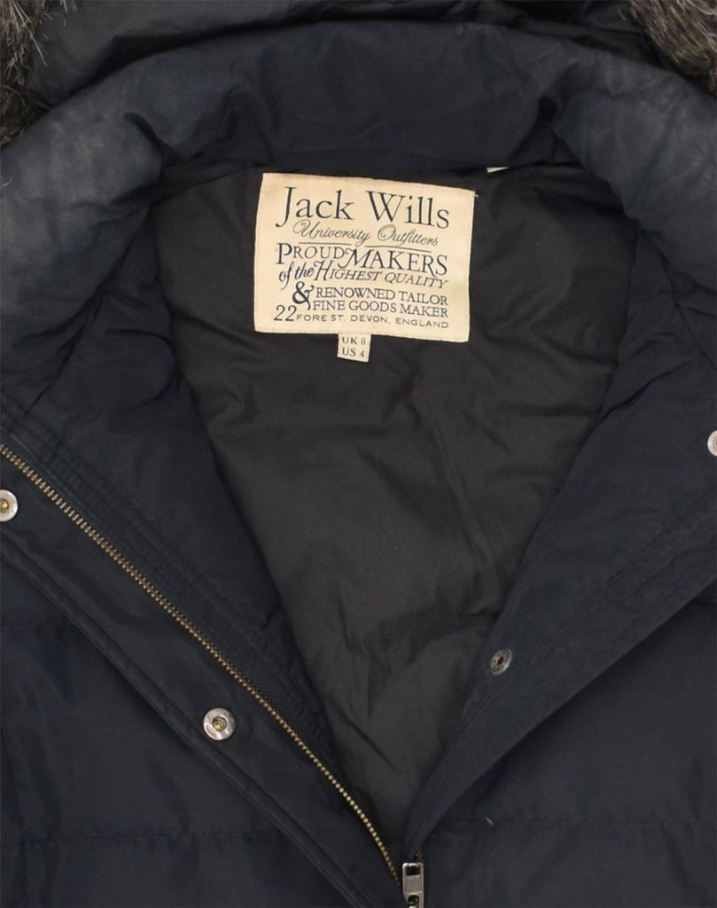 JACK WILLS Womens Hooded Padded Coat UK 8 Small Black | Vintage Jack Wills | Thrift | Second-Hand Jack Wills | Used Clothing | Messina Hembry 