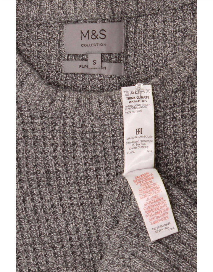 Marks & Spencer Mens Boat Neck Jumper Sweater Small Grey Cotton
