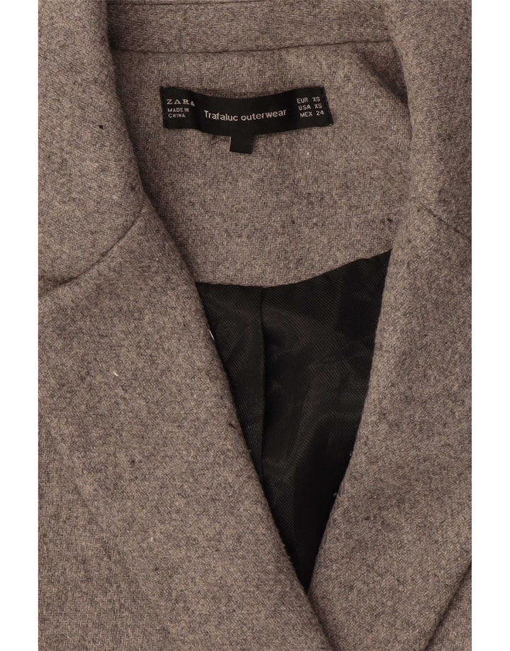 Zara Womens Oversized Double Breasted Coat UK 6 XS Grey