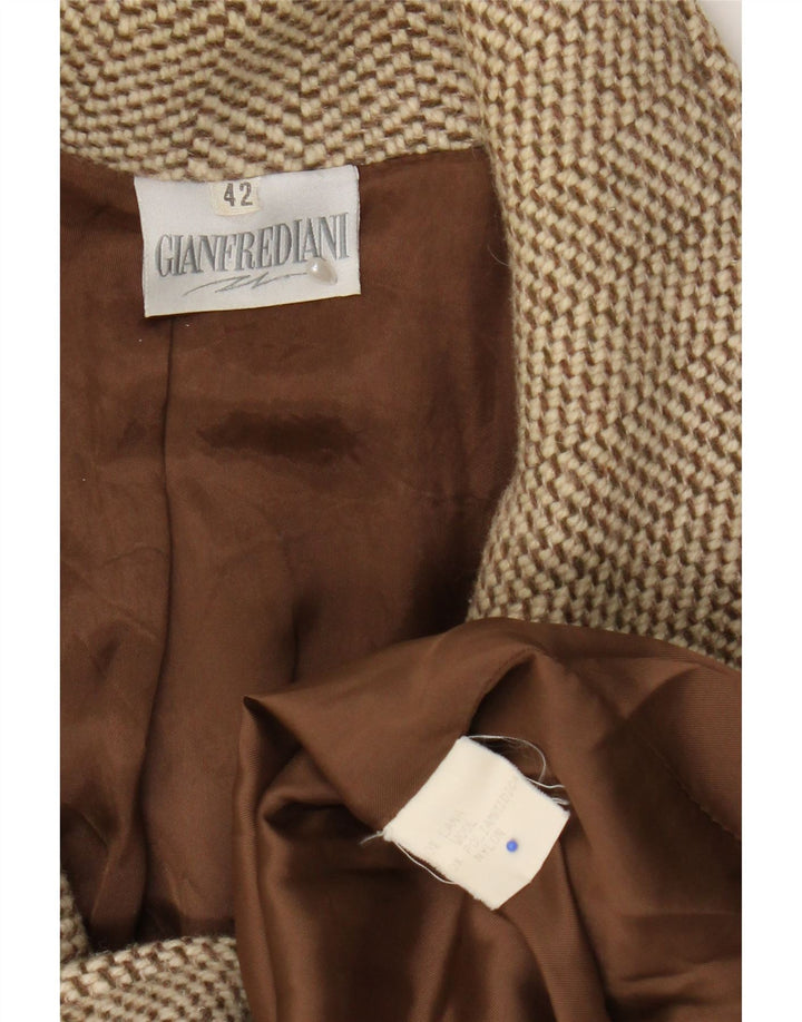 Gianfrediani Womens Double Breasted Blazer Jacket IT 42 Medium Brown Wool