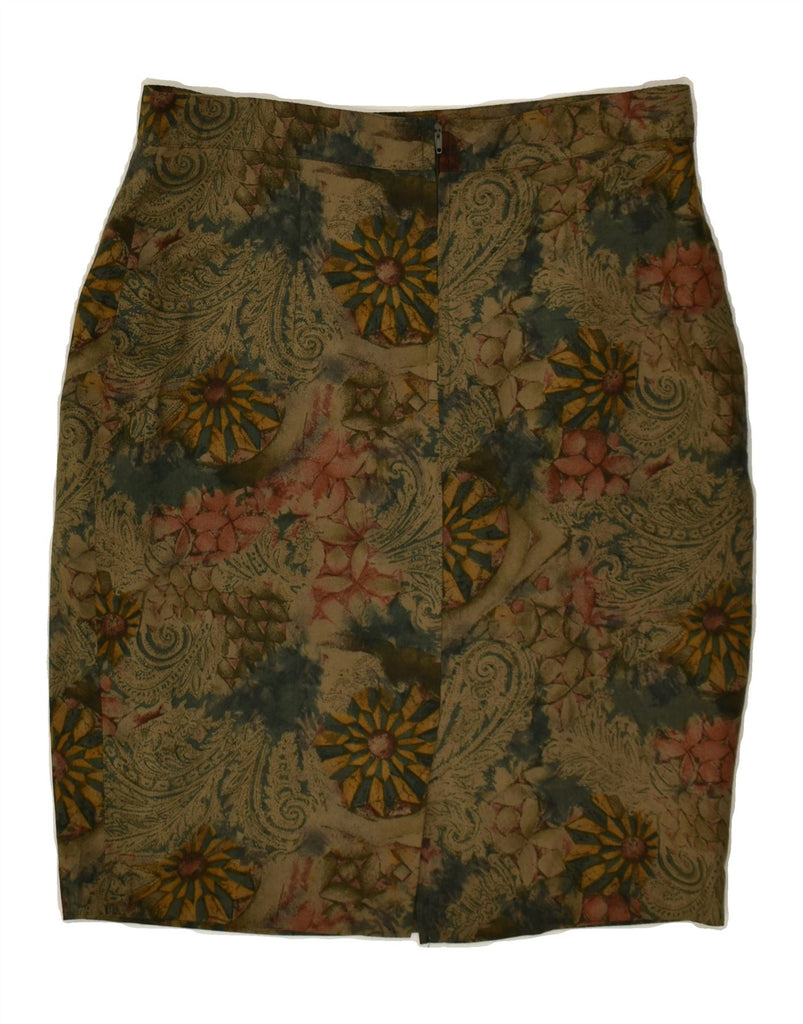 VINTAGE Womens High Waist Pencil Skirt IT 46 Large W28  Khaki Floral | Vintage Vintage | Thrift | Second-Hand Vintage | Used Clothing | Messina Hembry 