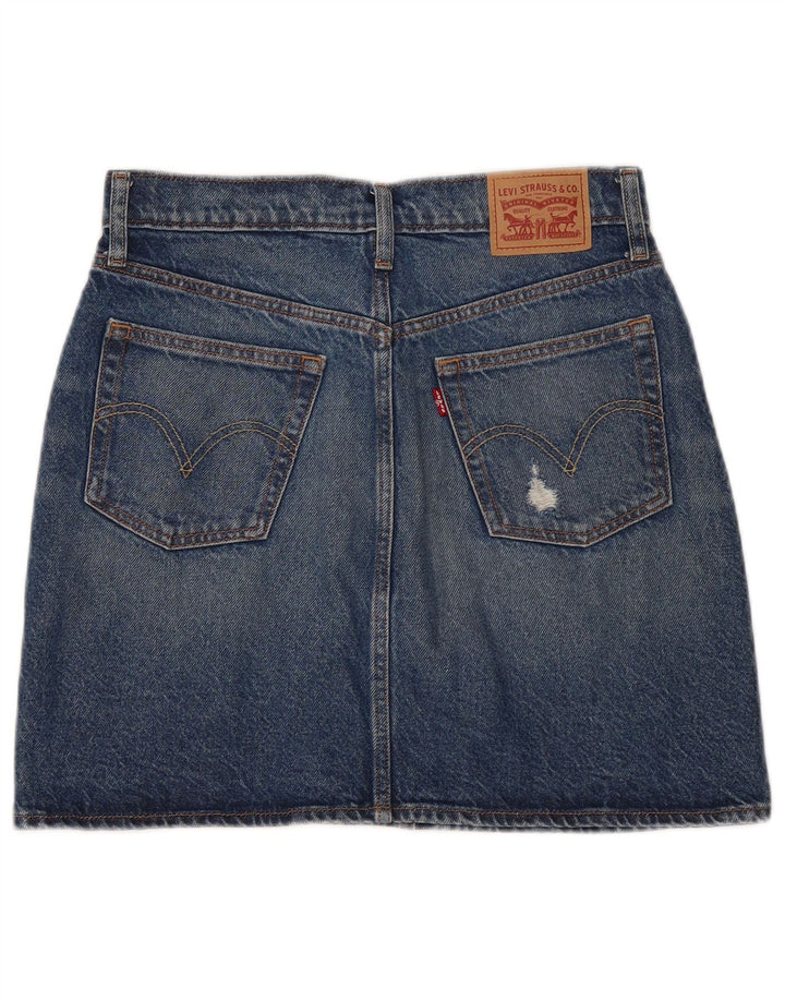 Levi's Womens Distressed Denim Skirt W28 Medium Blue Cotton