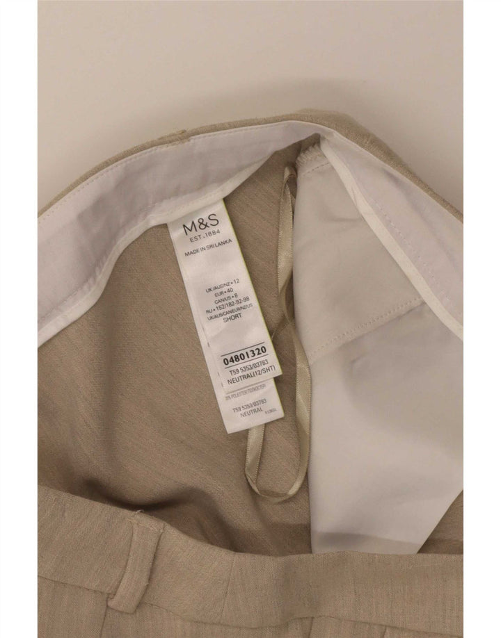 Marks & Spencer Womens Cropped Trousers UK 12 Medium W32 L25 Beige