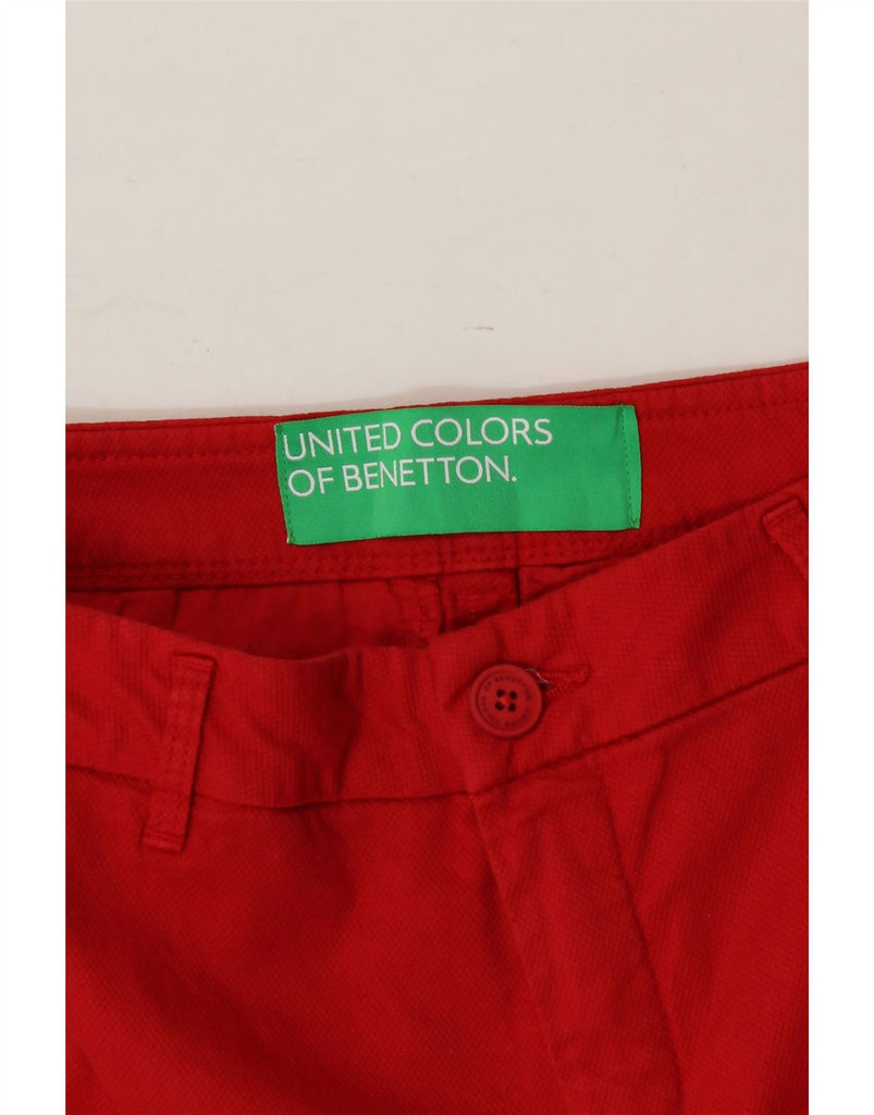 BENETTON Womens Straight Cropped Trousers W26 L24 Red Vintage Benetton and Second-Hand Benetton from Messina Hembry 