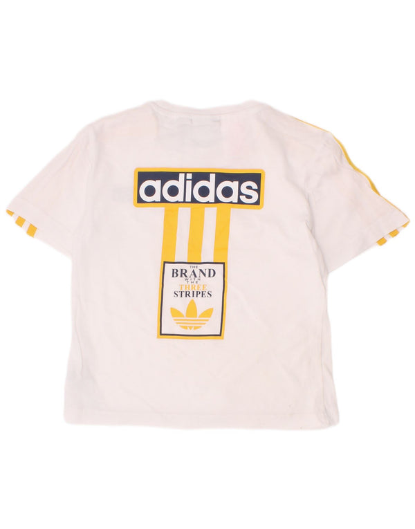 Adidas Boys Graphic T-Shirt Top 3-4 Years White Cotton
