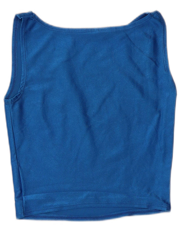 Vintage Womens Crop Vest Top UK 4 XS Blue
