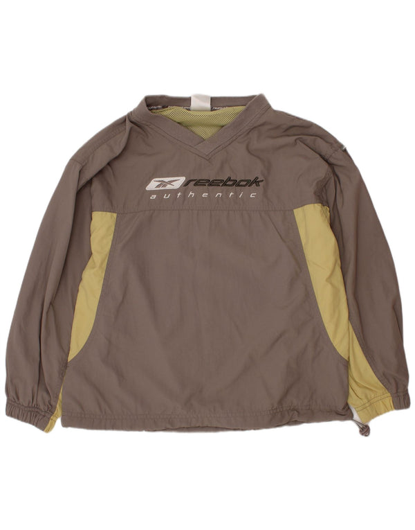 Reebok Boys Graphic Pullover Tracksuit Top 9-10 Years Grey Colourblock