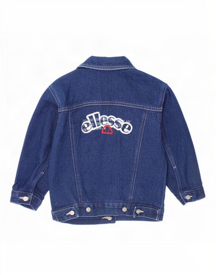 Ellesse Girls Graphic Denim Jacket 2-3 Years Navy Blue Cotton