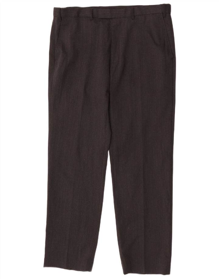 Marks & Spencer Mens Regular Fit Suit Trousers W36 L31 Grey Wool