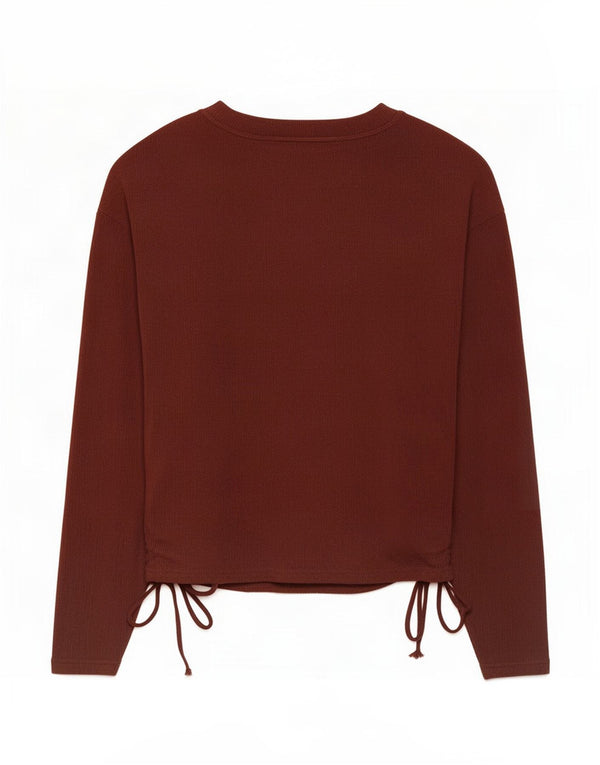 Zara Womens Top Long Sleeve UK 14 Medium Burgundy Polyester