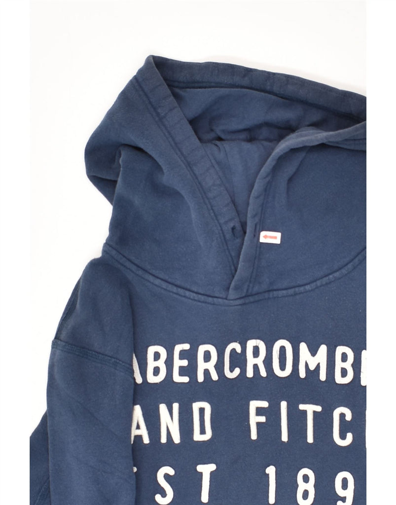 ABERCROMBIE & FITCH Mens Graphic Hoodie Jumper Medium Navy Blue Cotton | Vintage Abercrombie & Fitch | Thrift | Second-Hand Abercrombie & Fitch | Used Clothing | Messina Hembry 