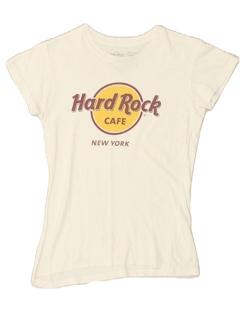 HARD ROCK CAFE Womens New York Graphic T-Shirt Top UK 6 XS Off White | Vintage Hard Rock Cafe | Thrift | Second-Hand Hard Rock Cafe | Used Clothing | Messina Hembry 