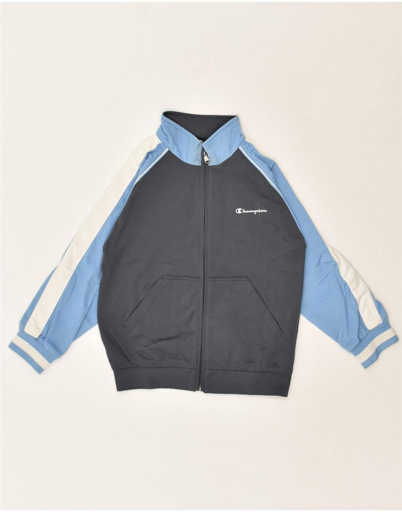 CHAMPION Boys Tracksuit Top Jacket 7-8 Years Blue Colourblock Polyester | Vintage Champion | Thrift | Second-Hand Champion | Used Clothing | Messina Hembry 