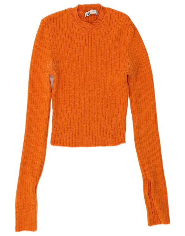 Zara Womens Crop Top UK 14 Large Orange