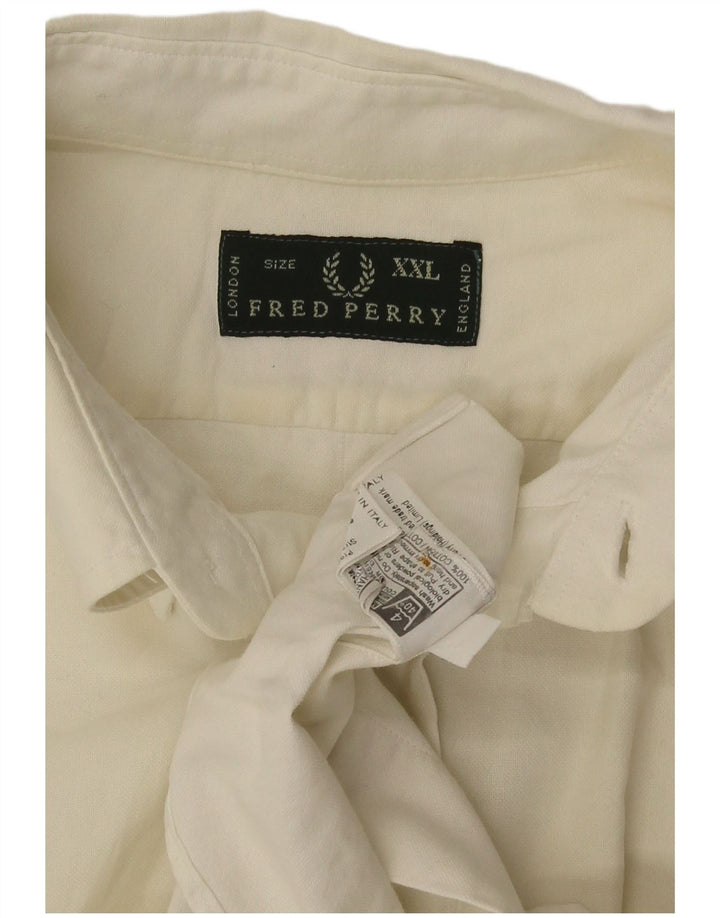 Fred Perry Mens Shirt 2XL Off White Cotton