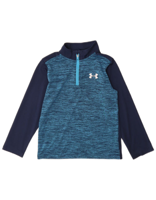 Under Armour Boys Pullover Tracksuit Top 5-6 Years Navy Blue Colourblock