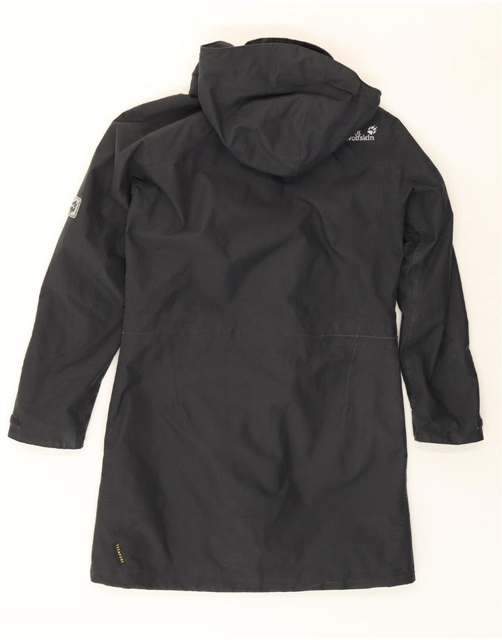 JACK WOLFSKIN Womens Hooded Raincoat UK 12/14 Medium Black Polyester Vintage Jack Wolfskin and Second-Hand Jack Wolfskin from Messina Hembry 