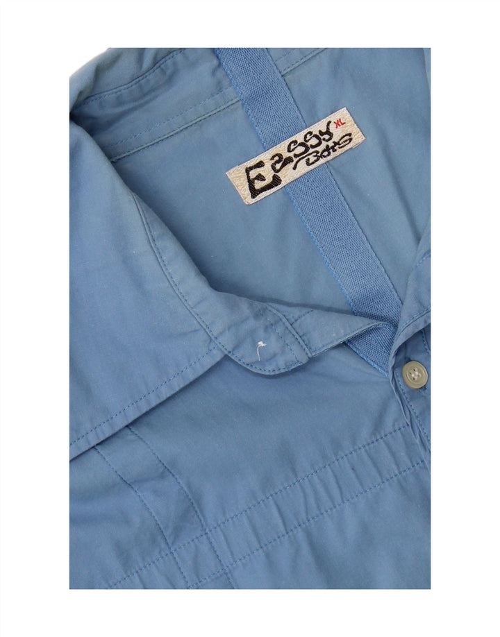 VINTAGE Mens Graphic Short Sleeve Shirt XL Blue Cotton Vintage Vintage and Second-Hand Vintage from Messina Hembry 