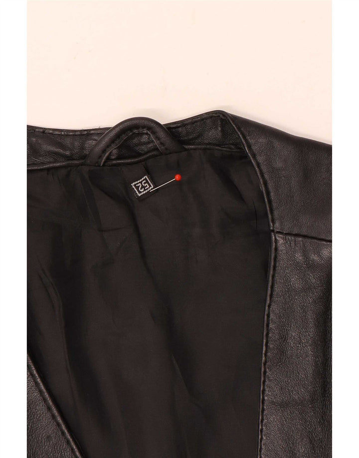 Vintage Mens Leather Utility Gilet EU 52 XL Black