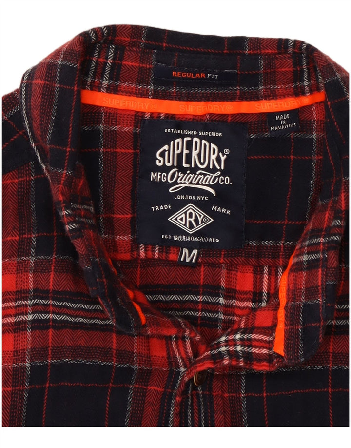 SUPERDRY Mens Regular Fit Flannel Shirt Medium Red Check Cotton