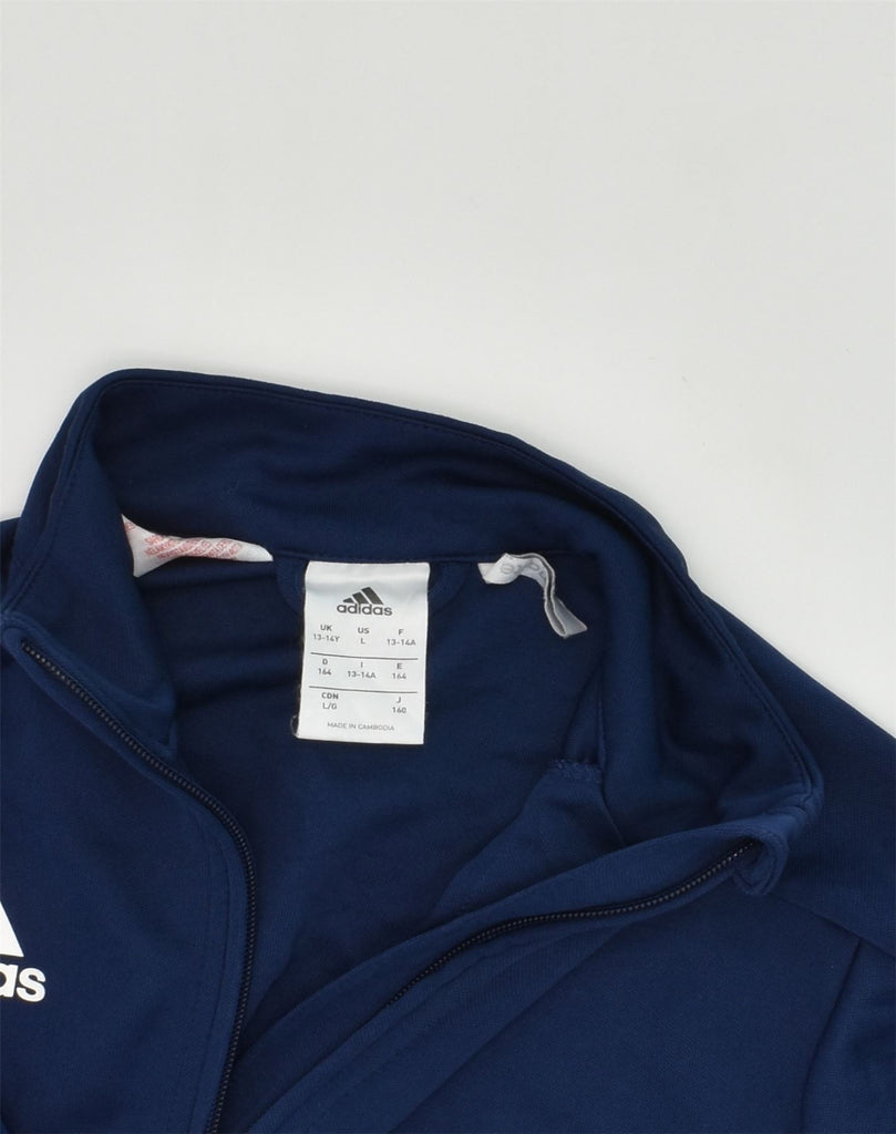 ADIDAS Boys Tracksuit Top Jacket 13-14 Years Navy Blue Polyester | Vintage Adidas | Thrift | Second-Hand Adidas | Used Clothing | Messina Hembry 