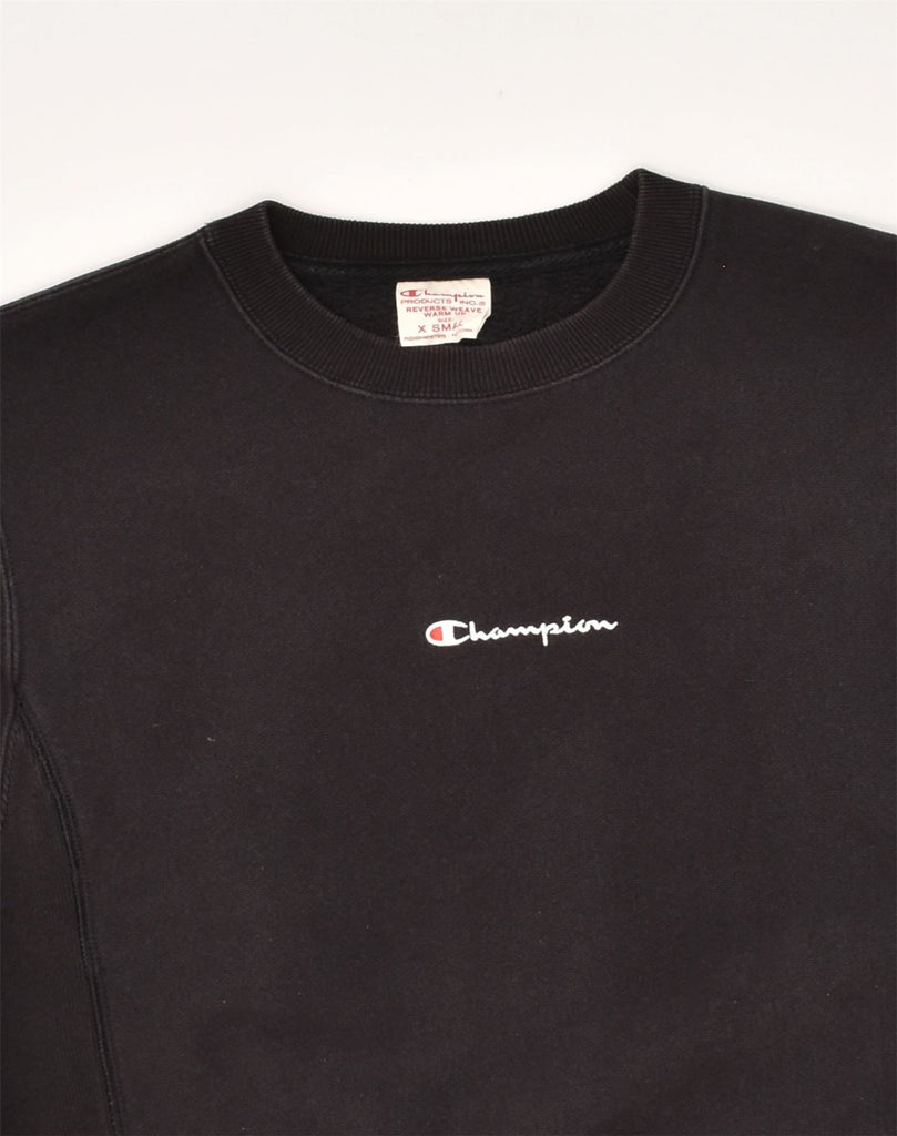 CHAMPION Mens Sweatshirt Jumper XS Black Cotton | Vintage Champion | Thrift | Second-Hand Champion | Used Clothing | Messina Hembry 