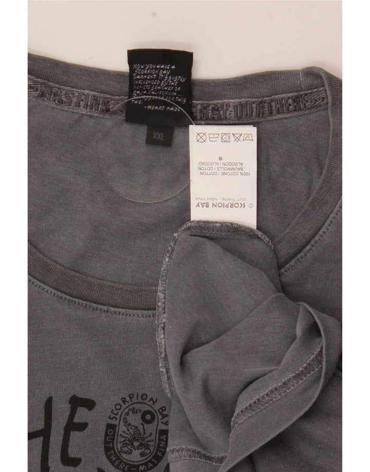 Scorpion Bay Mens Graphic Top Long Sleeve 2XL Grey Cotton