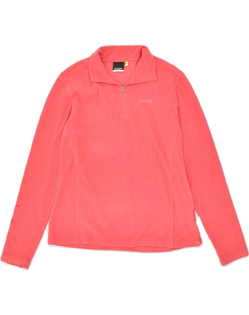 DIADORA Womens Zip Neck Fleece Jumper UK 18 XL Pink Polyester | Vintage Diadora | Thrift | Second-Hand Diadora | Used Clothing | Messina Hembry 