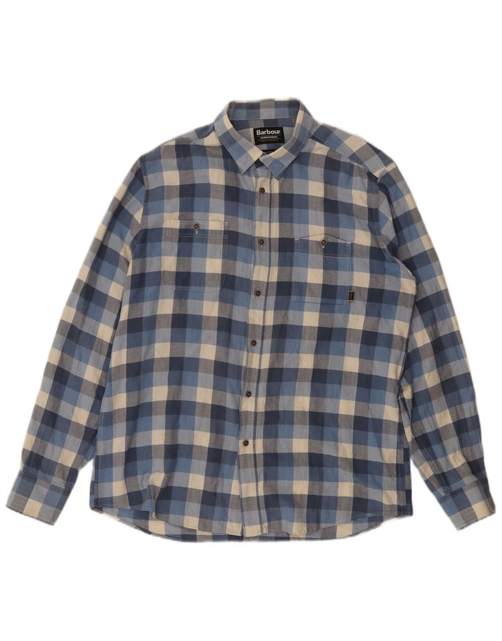 BARBOUR Mens Tailored Fit Shirt Medium Blue Check Cotton