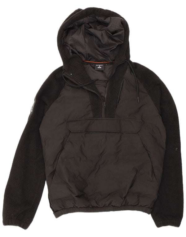 Superdry Mens Hooded Pullover Padded Jacket UK 36 Small Black Colourblock